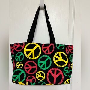 Colorful Jamaica Peace Sign Zippered Tote Bag